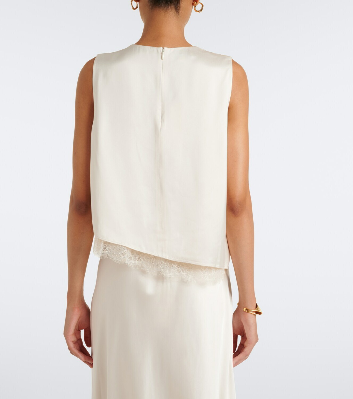 Vince Lace-trimmed satin top