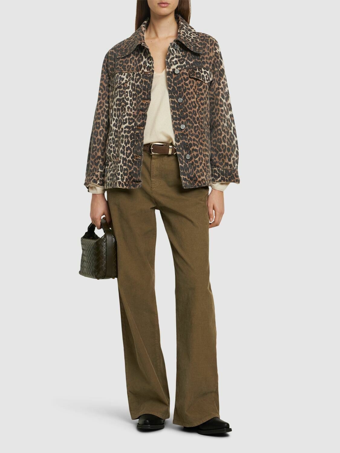 GANNI Leopard Print Denim Jacket GANNI