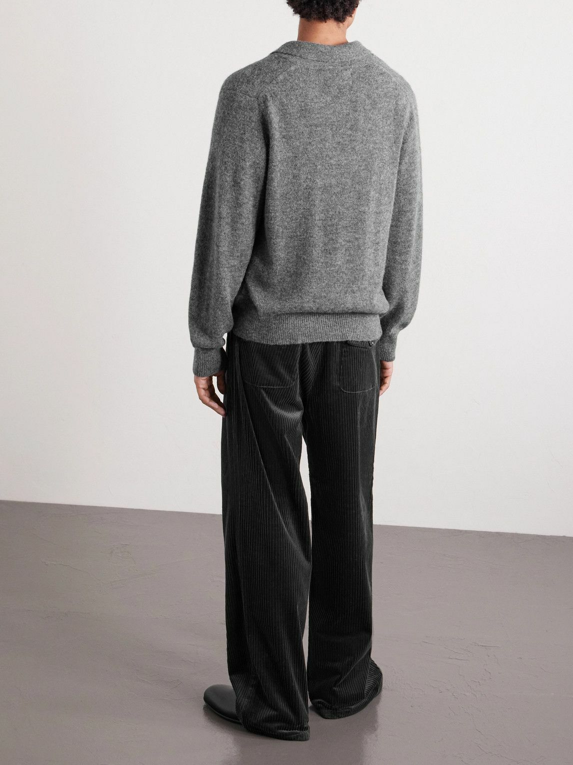 Corridor - Baby Alpaca-Blend Polo Sweater - Gray