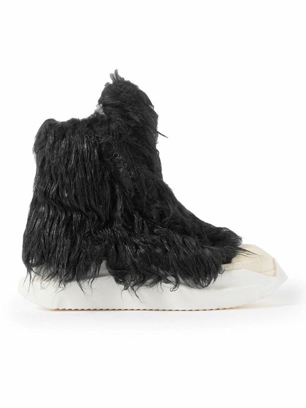 Photo: DRKSHDW by Rick Owens - Leather-Trimmed Faux Fur and Canvas High-Top Sneakers - Black