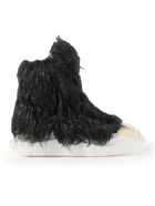DRKSHDW by Rick Owens - Leather-Trimmed Faux Fur and Canvas High-Top Sneakers - Black