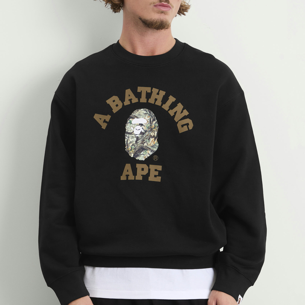 A Bathing Ape Men's Tree Edge Camo College Sweatshirt in Black
