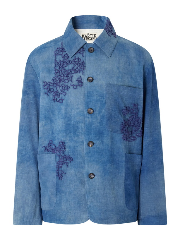 Photo: Kartik Research - Embroidered Cotton Chore Jacket - Blue