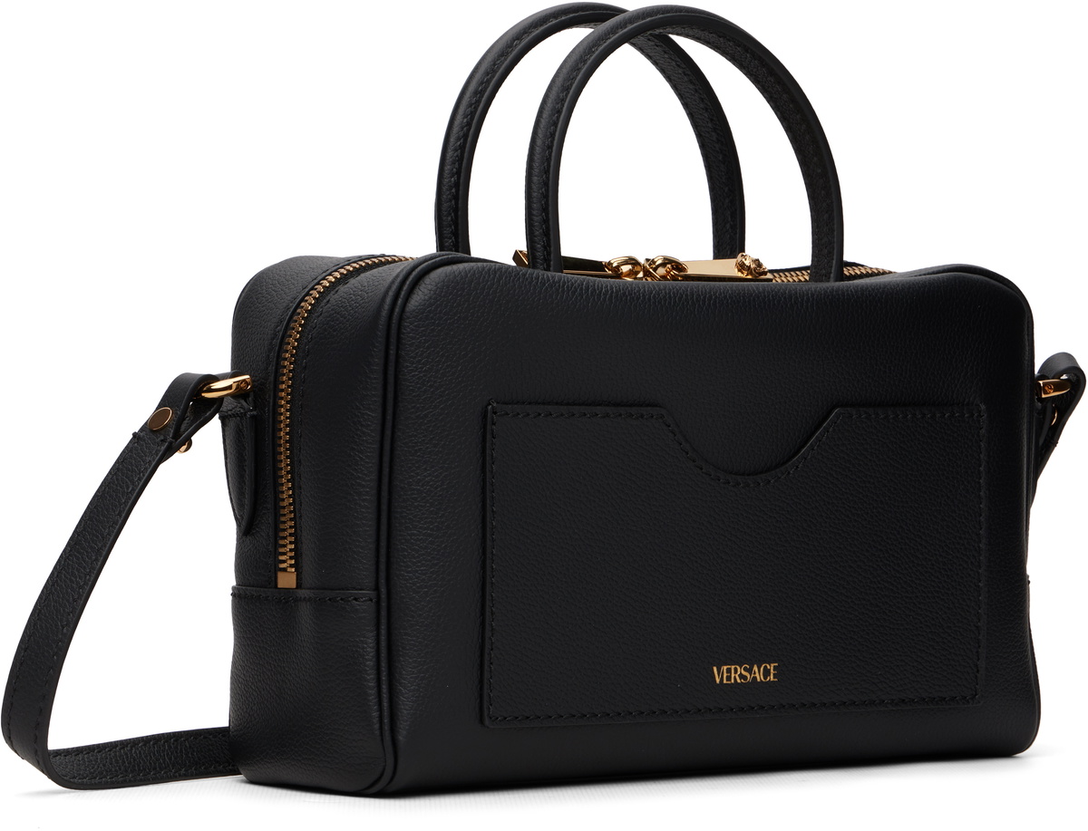 Versace Black 'La Medusa' Leather Boston Bag