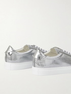 Givenchy - Urban Street Logo-Embossed Metallic Leather Sneakers - Silver