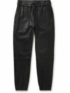 John Elliott - LA Tapered Leather Drawstring Trousers - Black