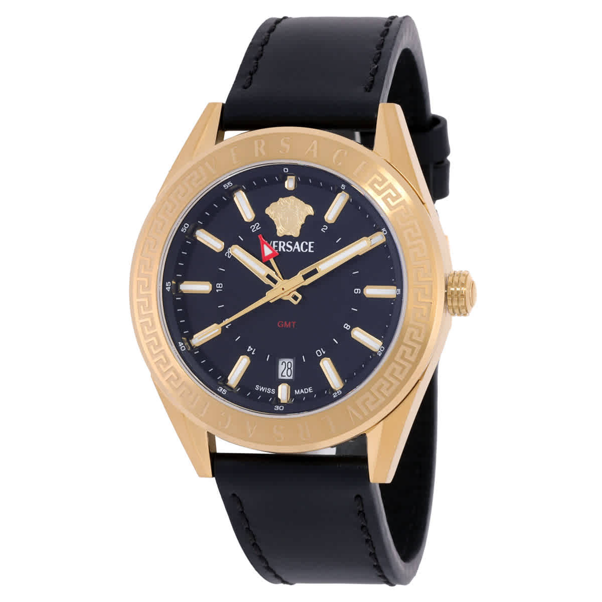 Versace V-Code GMT Quartz Black Dial Mens Watch VEAFA0224 Versace