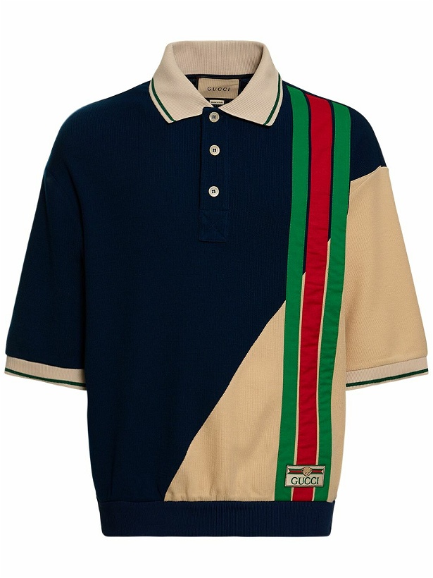 Photo: GUCCI - Wool & Cotton Polo Shirt W/ Web Detail