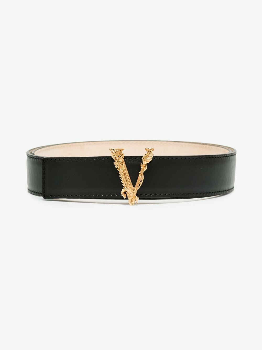 Versace Black Virtus Leather Belt Versace display picture 1