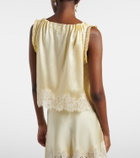 Dôen Toulouse lace-trimmed embroidered silk top