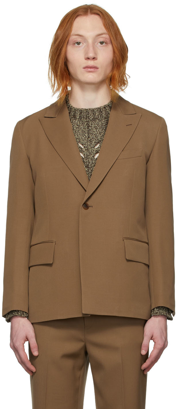 AURALEE Brown Light Wool Max Gabardine Blazer Auralee