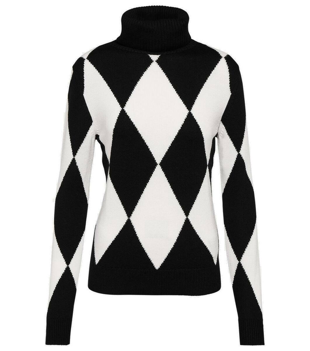Diamond-patterned turtleneck sweater set A113