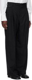 SOSHIOTSUKI Navy 3 Tuck Wide Trousers