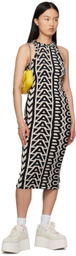 Marc Jacobs Black & Beige 'The Monogram Racer Rib Dress' Midi Dress