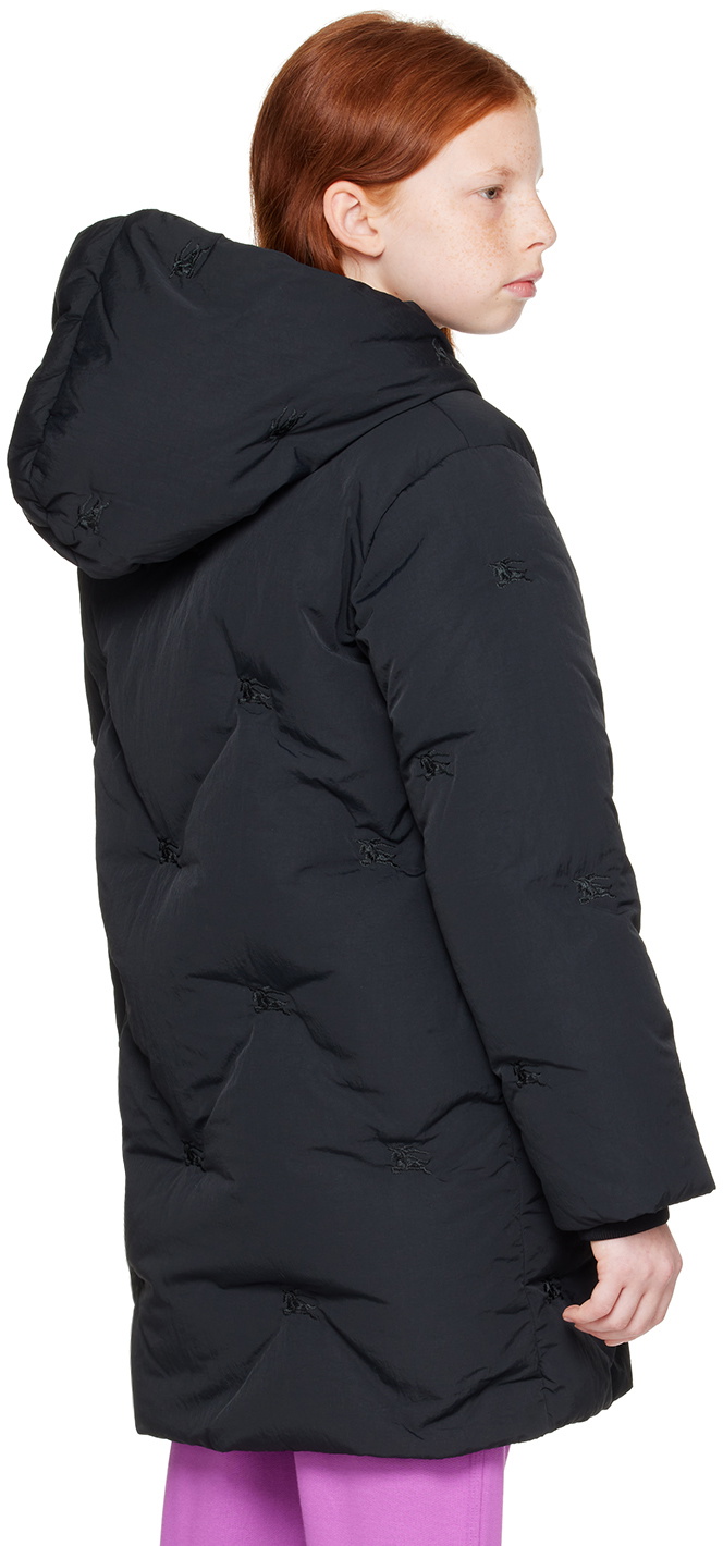 Burberry Kids Black Embroidered Logo Down Jacket