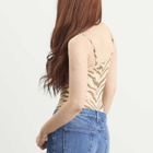 Good American Women's Mesh Bustier Bodysuit in Brown Tiger