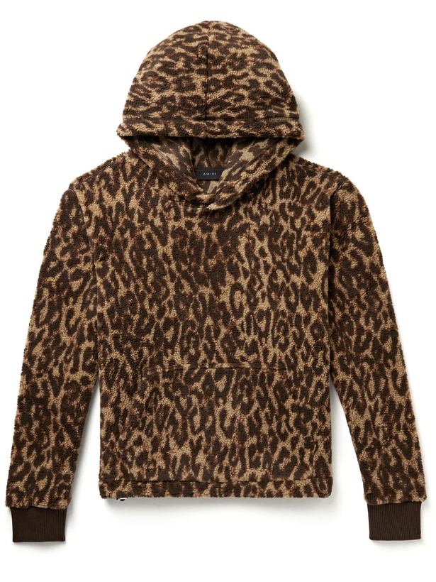 Photo: AMIRI - Leopard-Print Fleece Hoodie - Brown