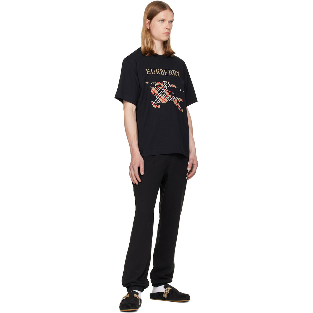 Burberry Black Check Suede Urchin Loafers