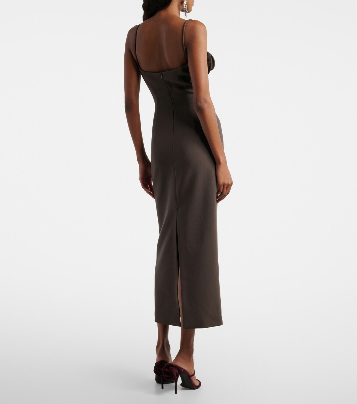 Magda Butrym Floral-appliqué wool-blend midi dress
