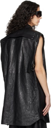 Rick Owens Black Temple Jumbo Outshirt Leather Vest