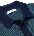 Mr P. - Slim-Fit Textured-Knit Cotton-Piqué Polo Shirt - Blue