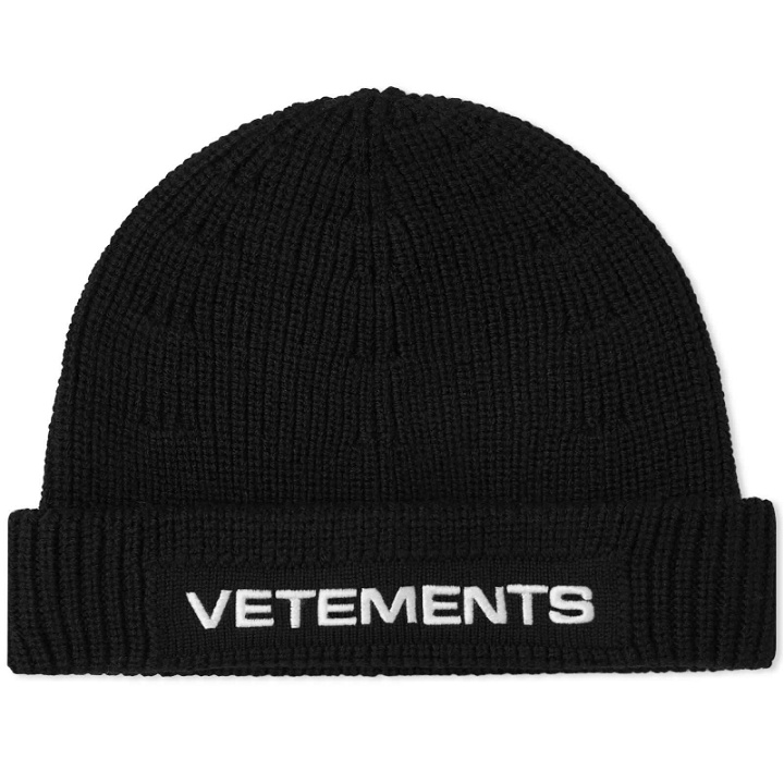 Photo: Vetements Women's Logo Beanie Hat in Black
