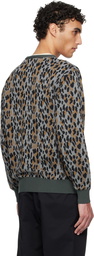 WACKO MARIA Gray Leopard Jacquard Knit Cardigan