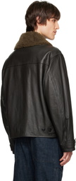LEMAIRE Brown Quilted Leather Jacket