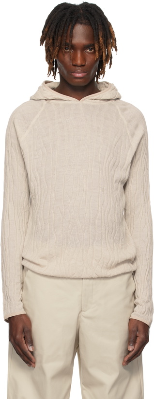 Photo: HELIOT EMIL Off-White Sortsol Knit Hoodie