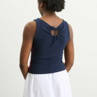 Damson Madder Women's Devon Pointelle Polo Top in Navy