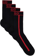 Hugo Two-Pack Black Striped Socks