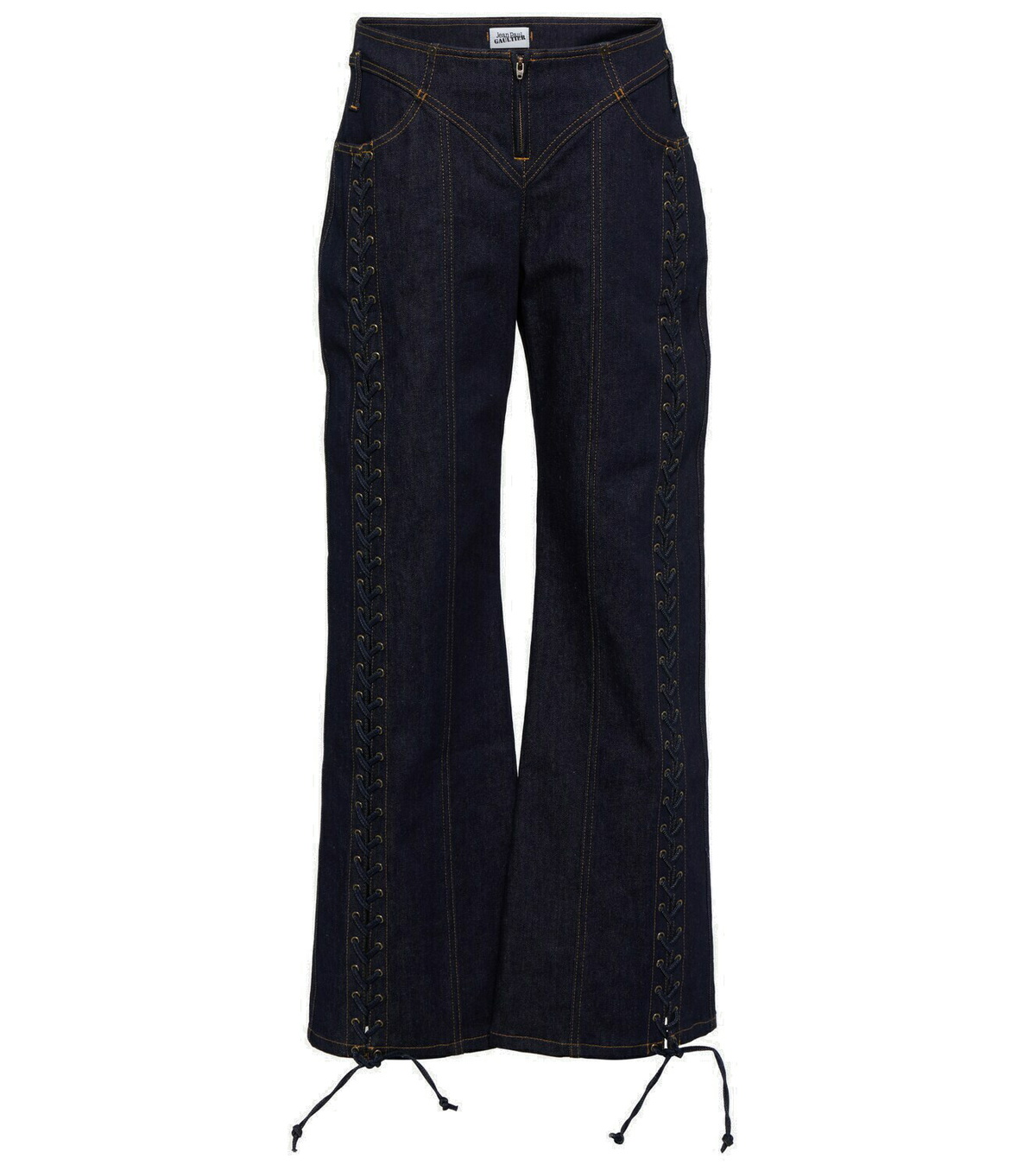 JEAN PAUL GAULTIER Lace-up low-rise wide-leg jeans