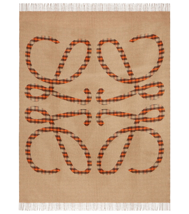 Photo: Loewe Anagram checked wool and cashmere blanket