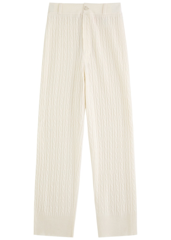 Photo: Guest In Residence Cable-knit Straight-leg Cashmere Trousers Cream