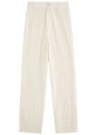 Guest In Residence Cable-knit Straight-leg Cashmere Trousers Cream