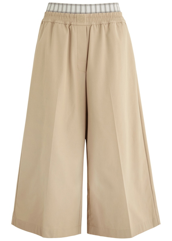 Photo: Loewe Cropped Wide-leg Cotton Trousers Beige