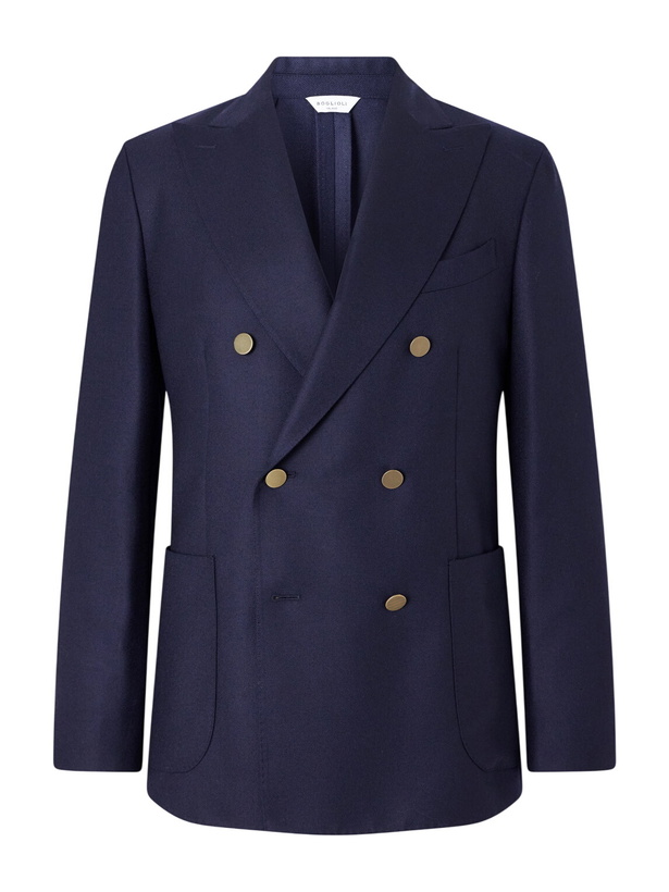 Photo: Boglioli - Double-Breasted Virgin Wool-Hopsack Blazer - Blue