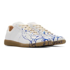 Maison Margiela White and Blue Painter Sneakers