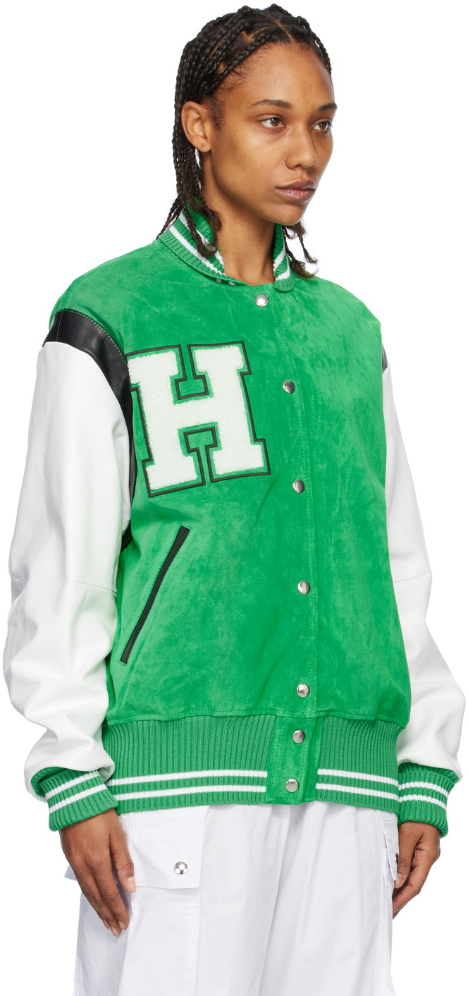 HALFBOY Green & White Paneled Bomber Jacket