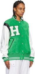 HALFBOY Green & White Paneled Bomber Jacket