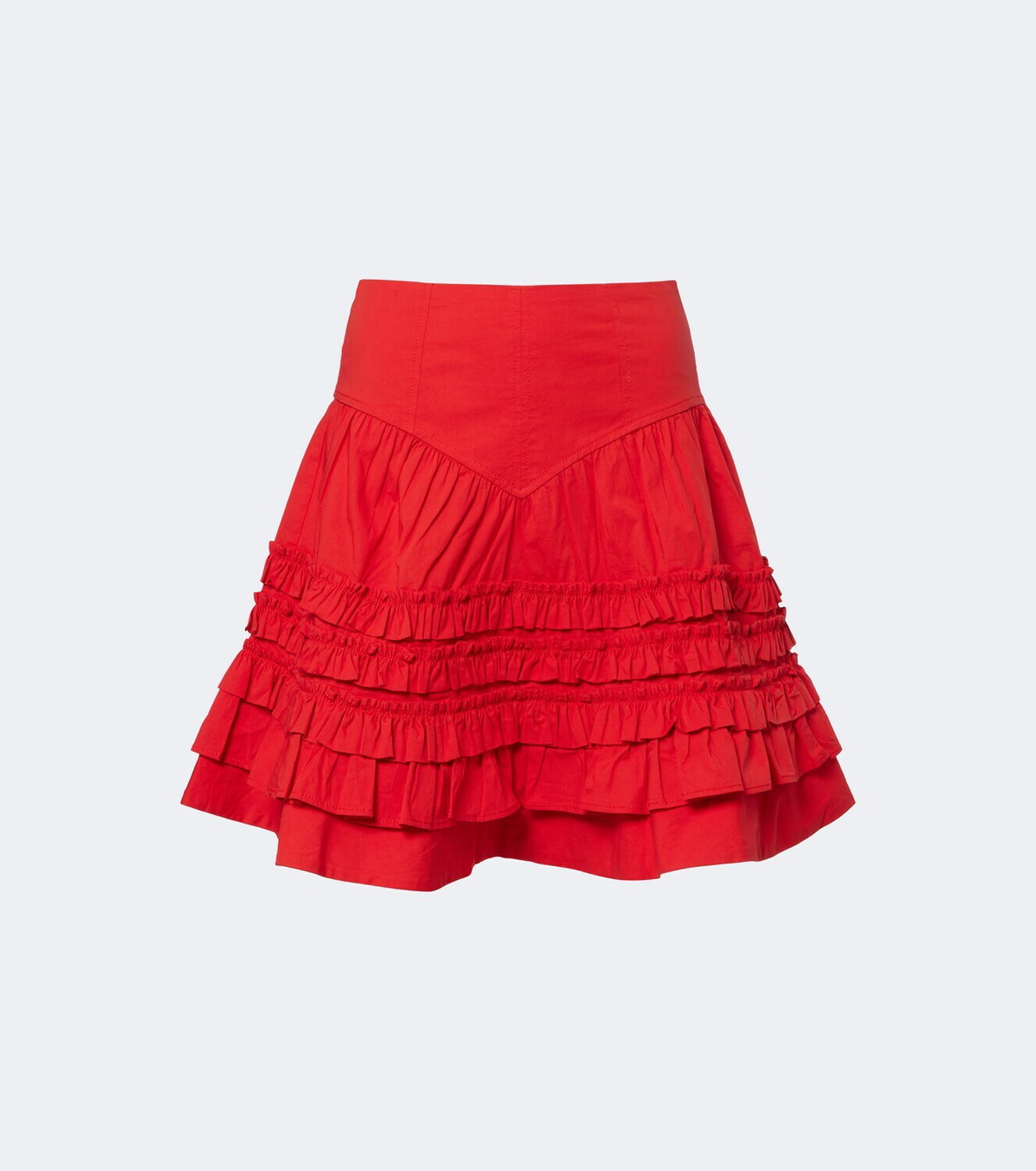 Ganni Ruffled cotton-blend miniskirt