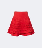 Ganni Ruffled cotton-blend miniskirt