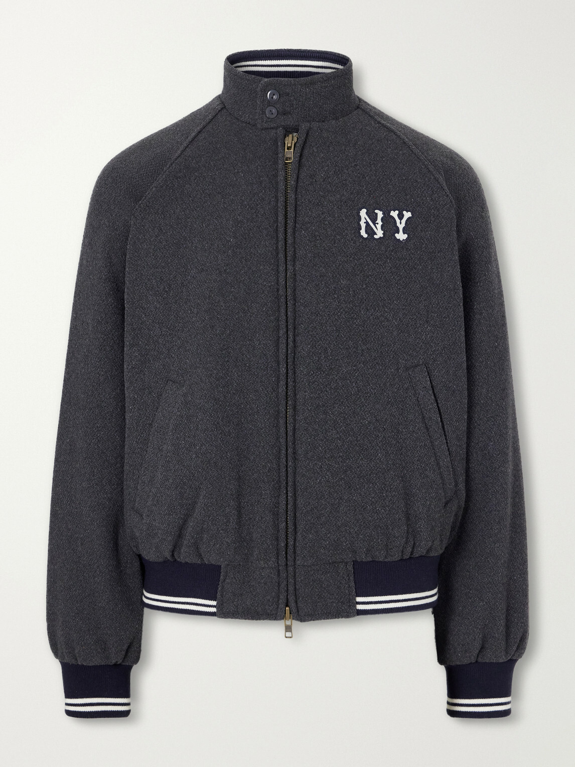 Aimé Leon Dore - Ny Highlanders Logo-Embroidered Wool-Blend Varsity Jacket - Gray