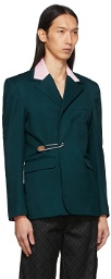 Charles Jeffrey Loverboy Green & Pink Charles Suit Blazer