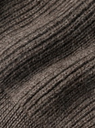 De Bonne Facture - Shawl-Collar Ribbed Alpaca and Wool-Blend Cardigan - Gray