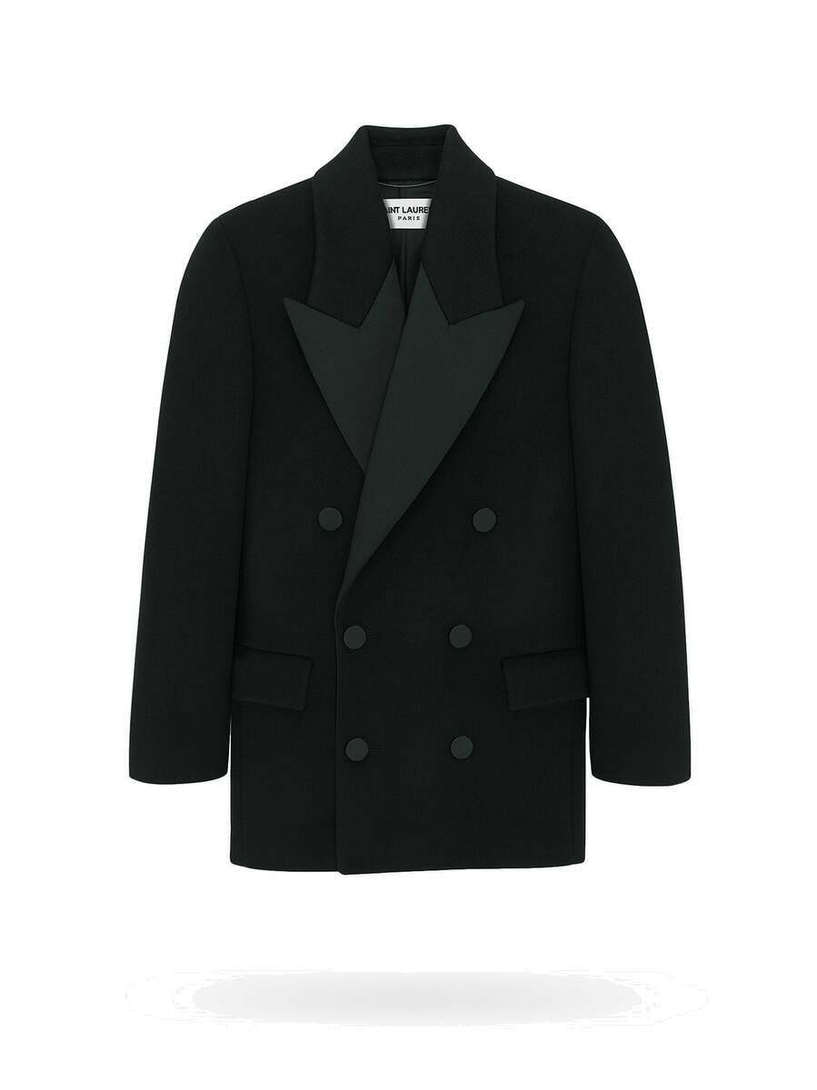 Saint Laurent Coat Black Mens Saint Laurent