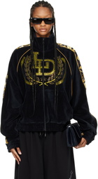 LU'U DAN Black Supa Sleaze Velvet Track Jacket