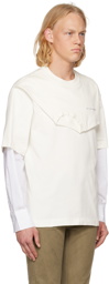 Feng Chen Wang White Double Collar Long Sleeve T-Shirt