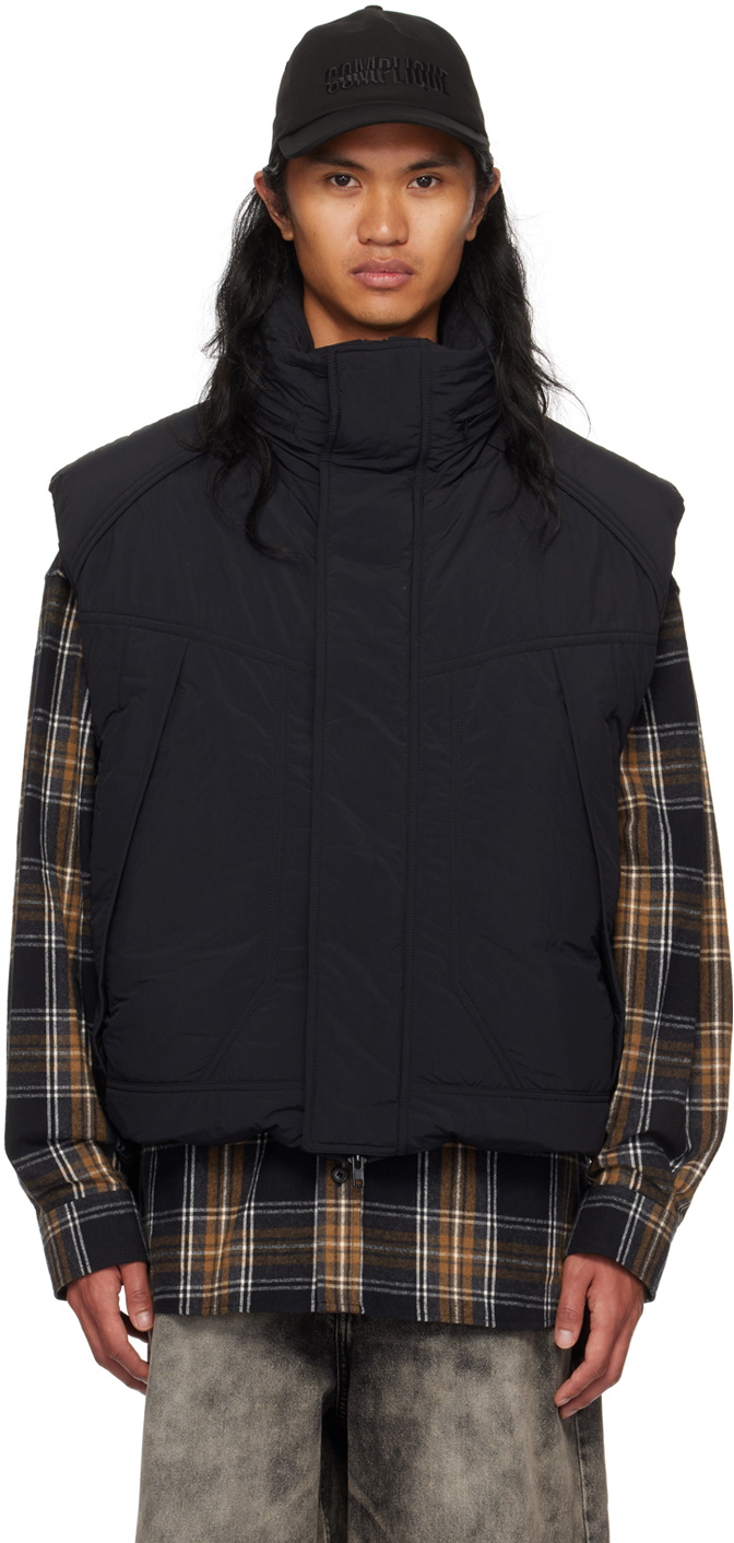 Juun.J Black Zipped Down Vest Juun.J