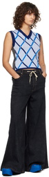 Marni Blue Argyle Half & Half Vest